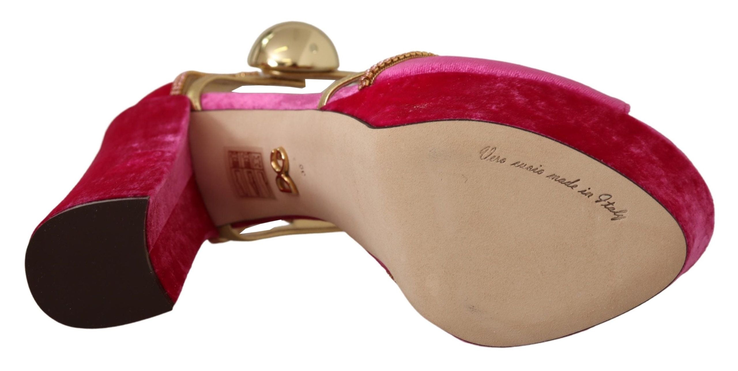 Pink Velvet Crystal Ankle Strap Sandals Shoes - ventzia