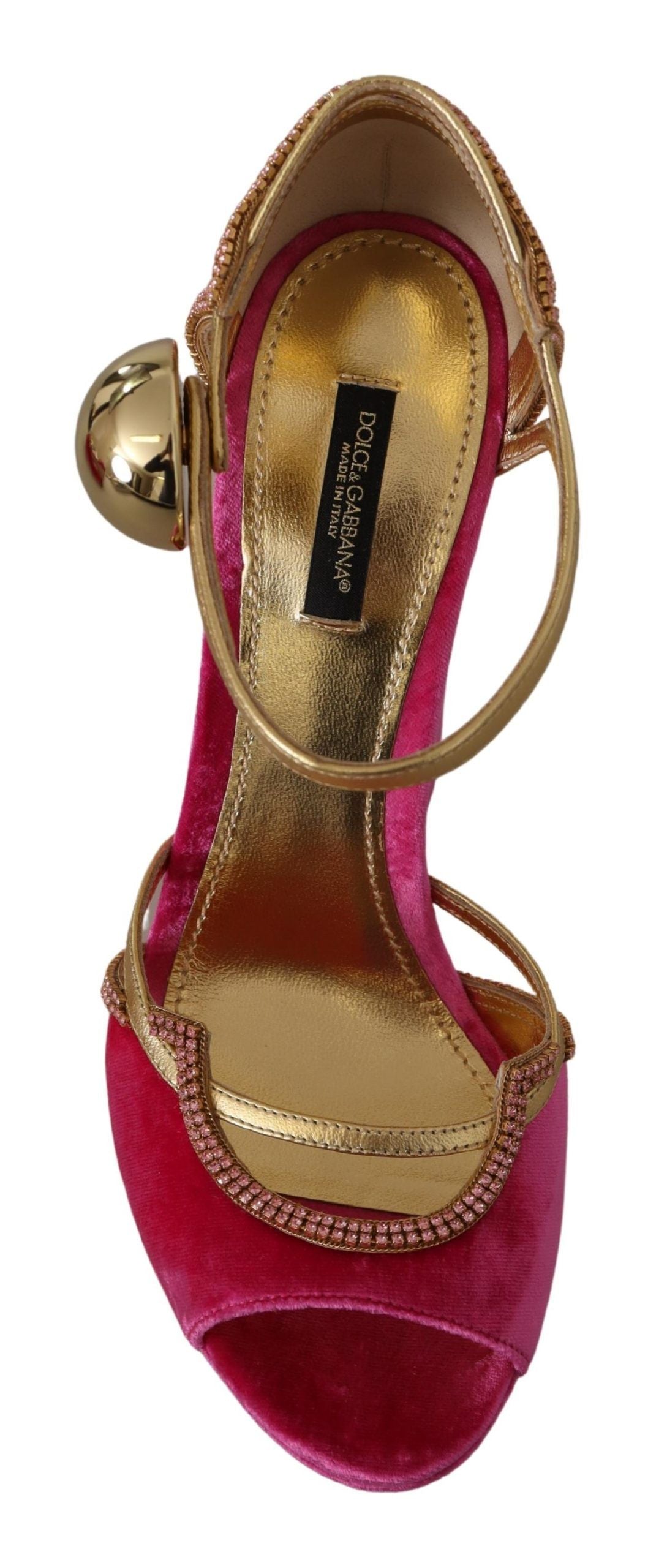 Pink Velvet Crystal Ankle Strap Sandals Shoes - ventzia