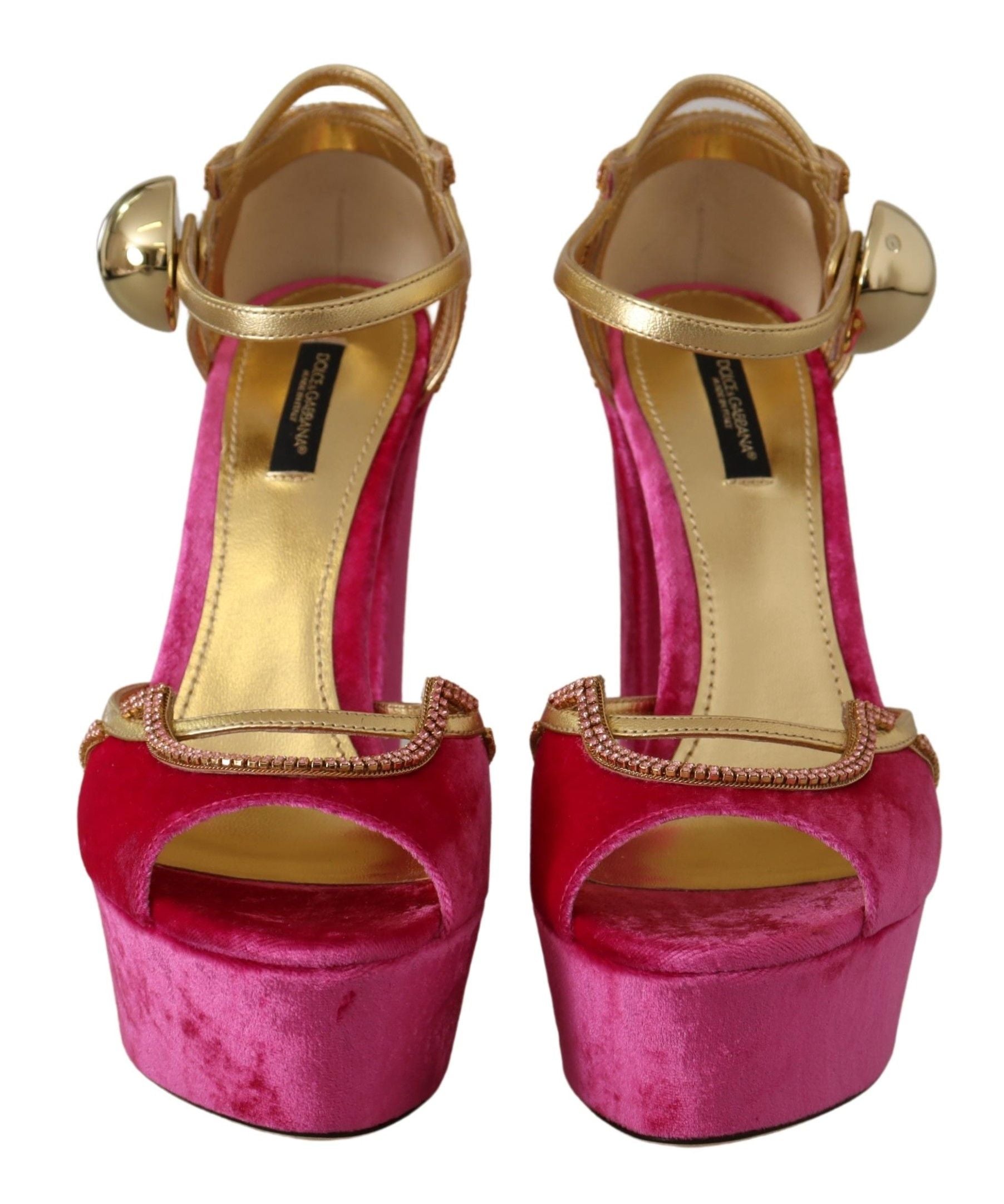 Pink Velvet Crystal Ankle Strap Sandals Shoes - ventzia