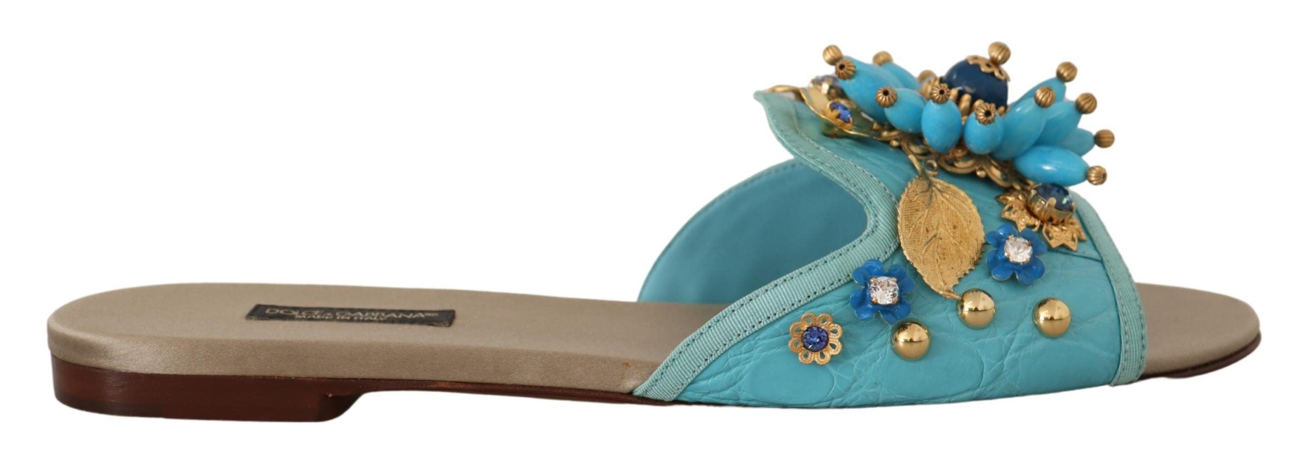 Blue Crystal Exotic Leather Blue Crystal Sandals - ventzia