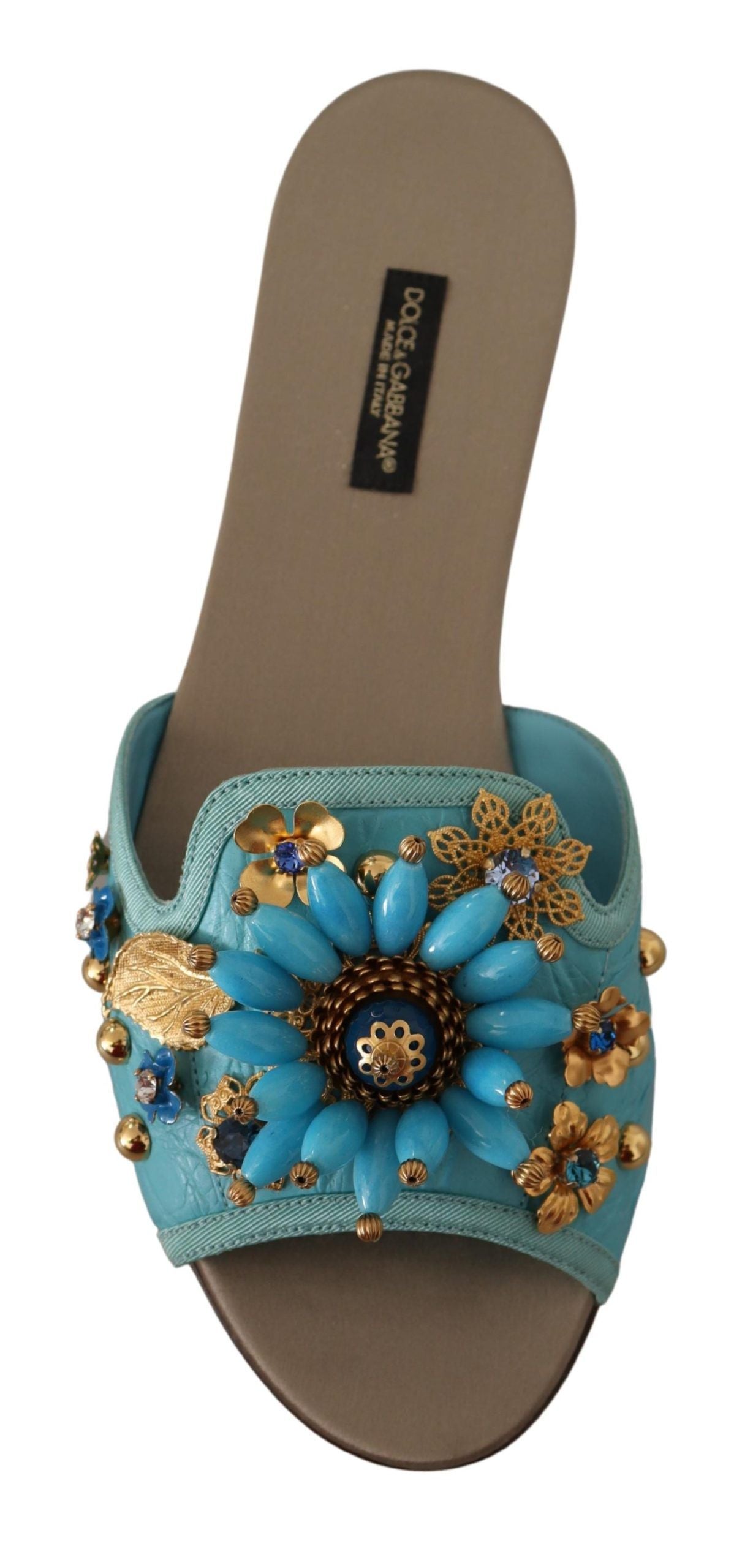 Blue Crystal Exotic Leather Blue Crystal Sandals - ventzia