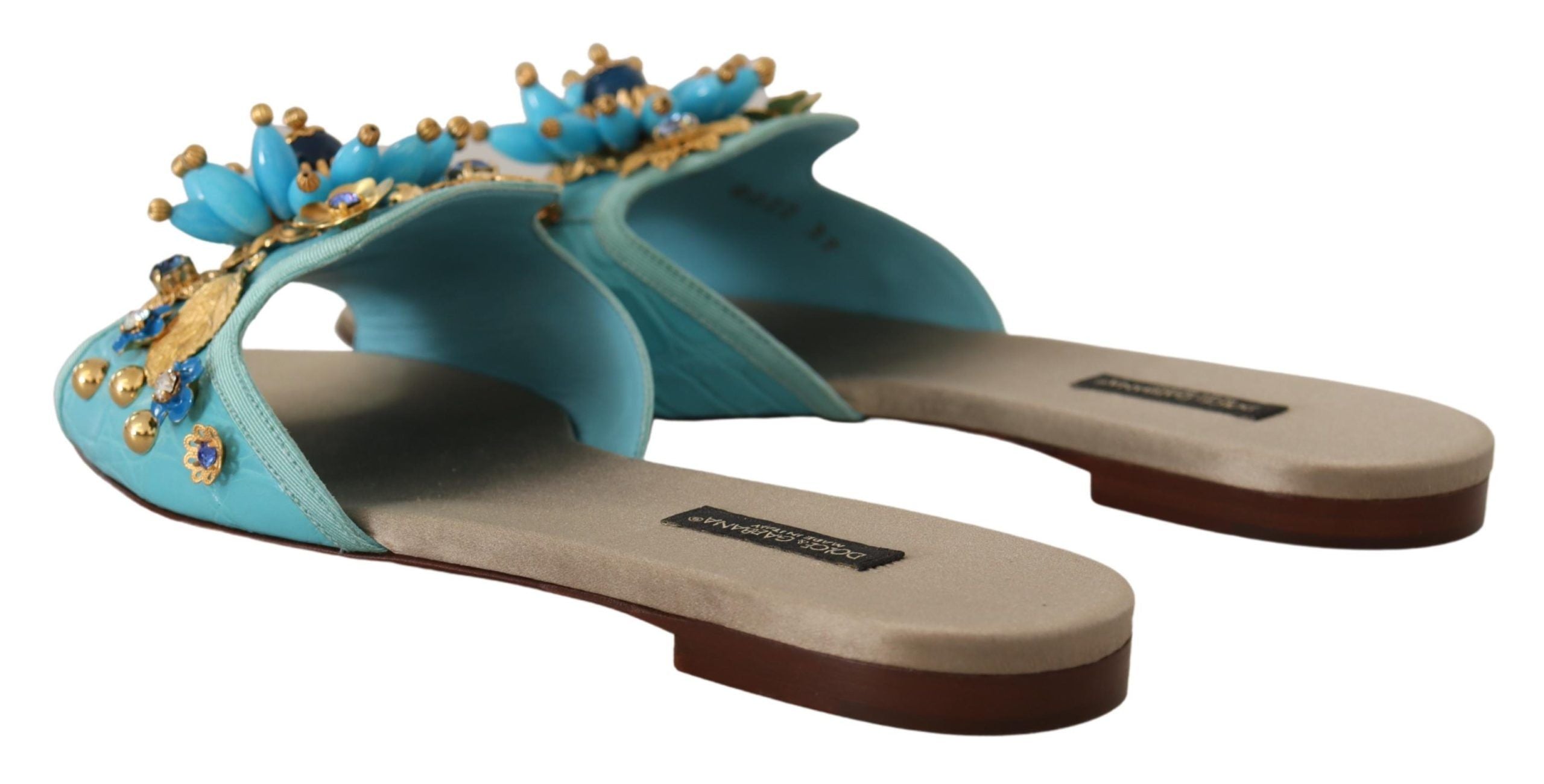 Blue Crystal Exotic Leather Blue Crystal Sandals - ventzia