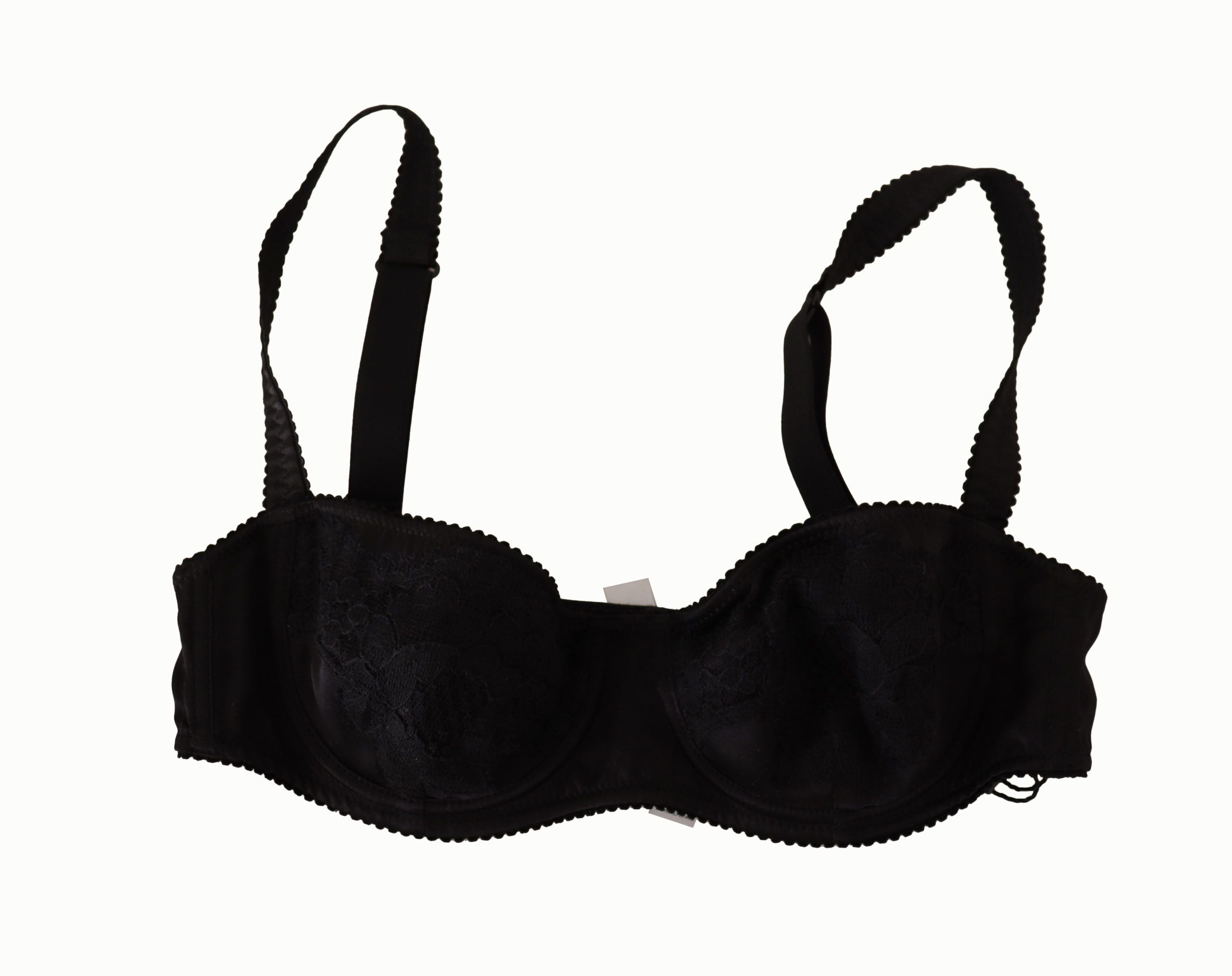 Black Polka Dot Satin Lace Balconette Bra - ventzia