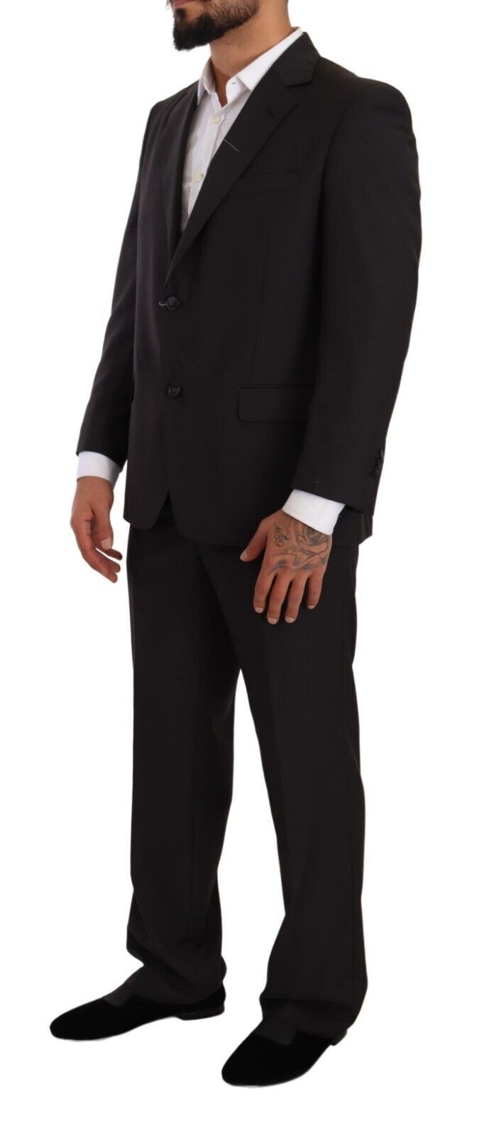 Gray Polyester Single Breasted Formal Suit - ventzia