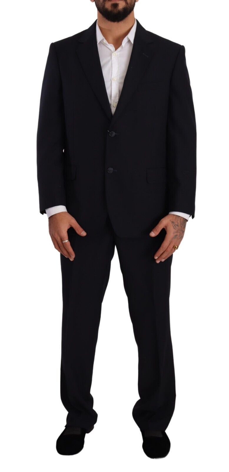 Blue Polyester Single Breasted Formal Suit - ventzia