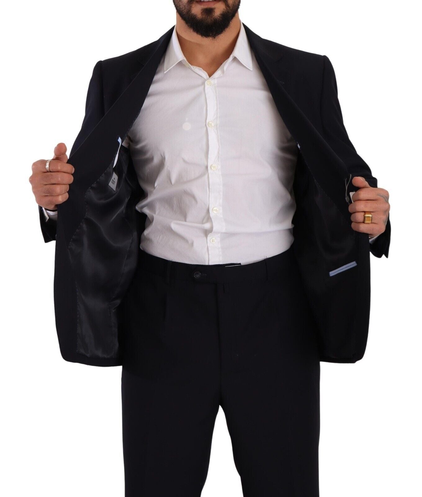 Blue Polyester Single Breasted Formal Suit - ventzia