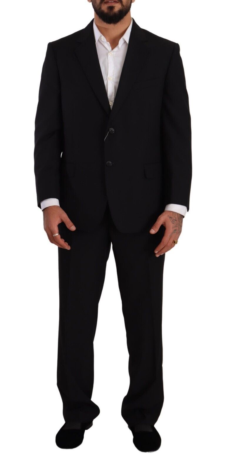 Black Polyester Single Breasted Formal Suit - ventzia