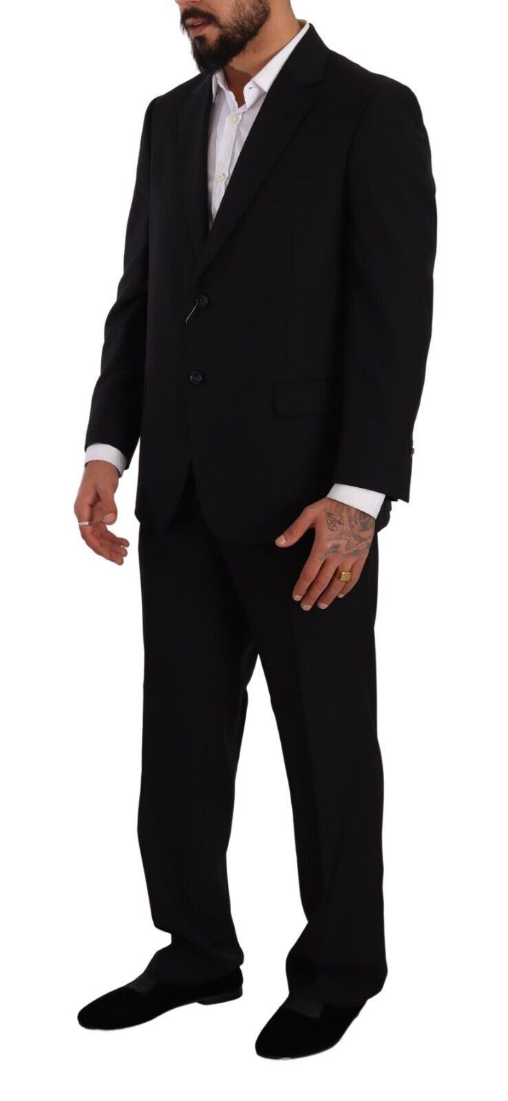 Black Polyester Single Breasted Formal Suit - ventzia