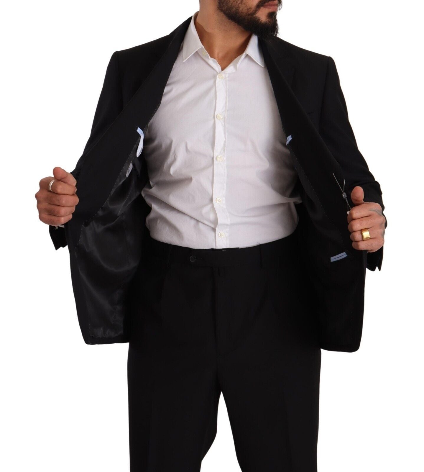 Black Polyester Single Breasted Formal Suit - ventzia