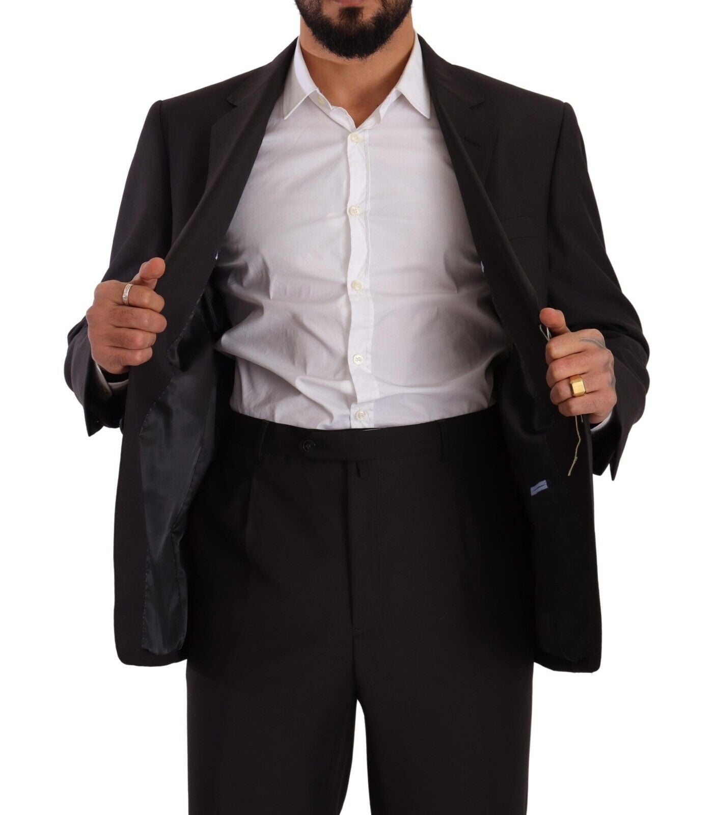 Gray Polyester Single Breasted Formal Suit - ventzia