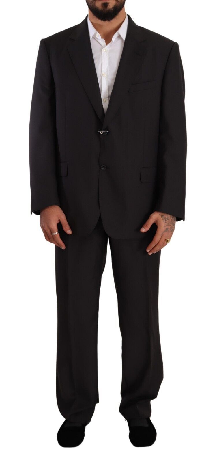 Gray Polyester Single Breasted Formal Suit - ventzia