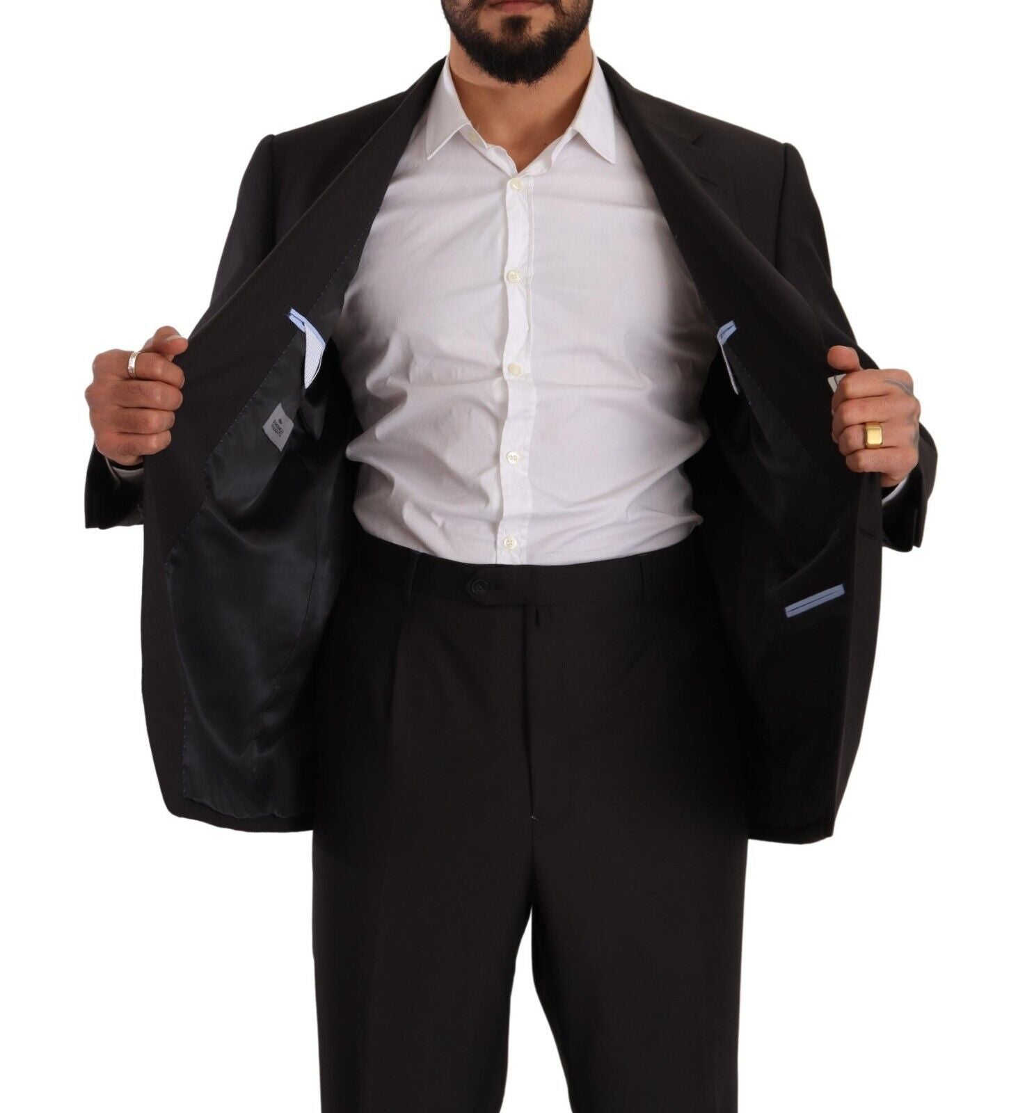 Gray Polyester Single Breasted Formal Suit - ventzia