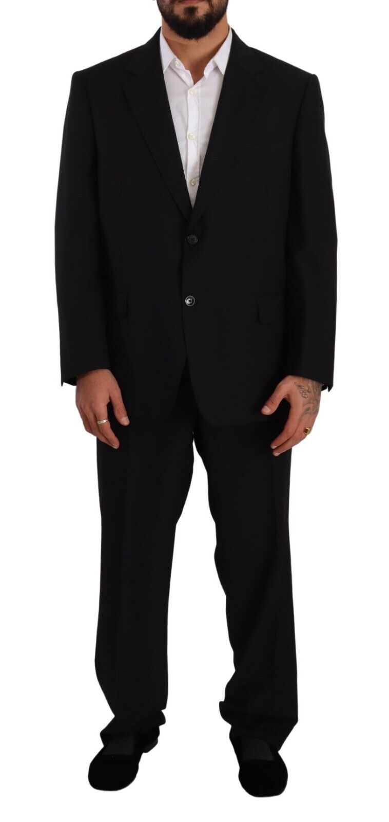 Black Polyester Single Breasted Formal Suit - ventzia