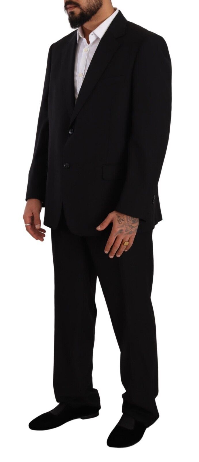 Black Polyester Single Breasted Formal Suit - ventzia