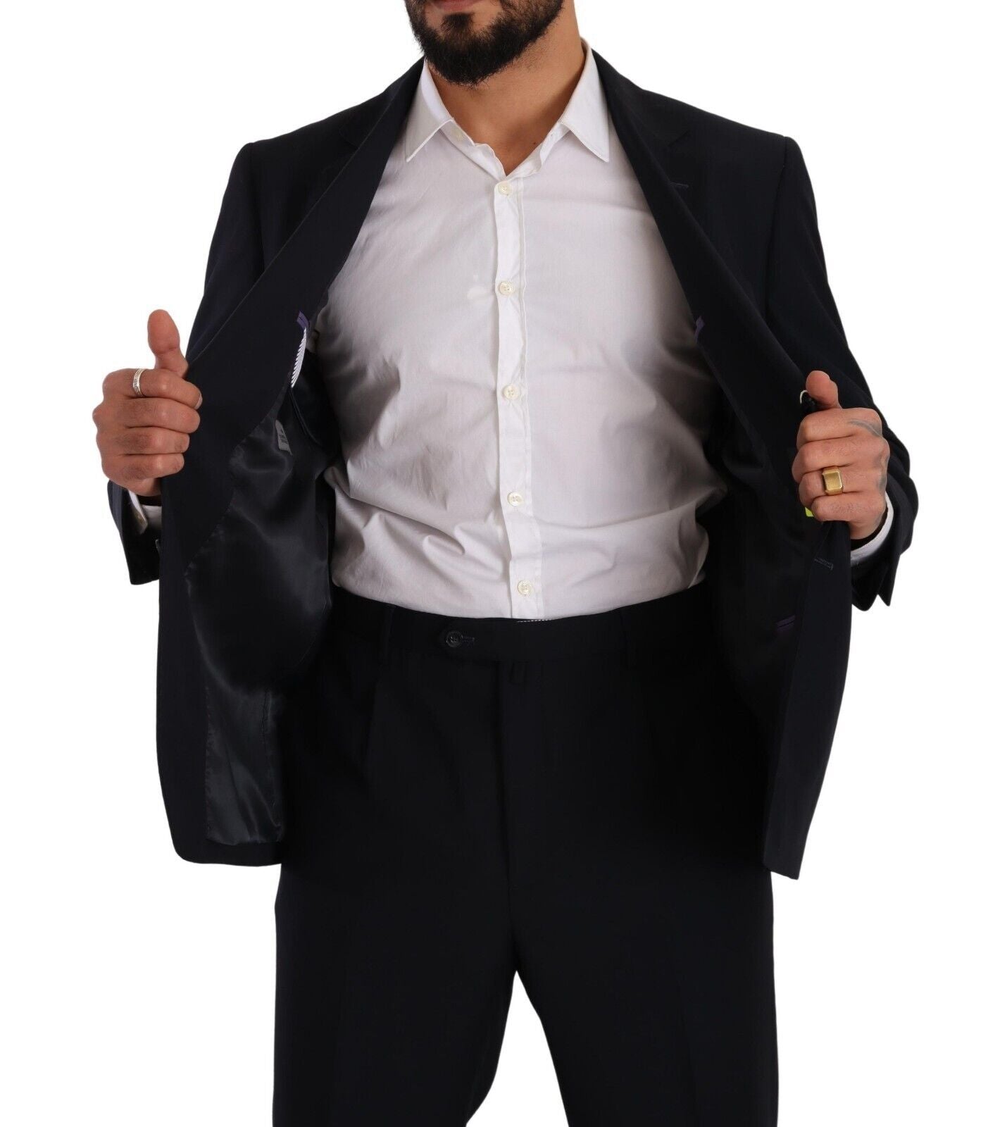 Blue Polyester Single Breasted Formal Suit - ventzia