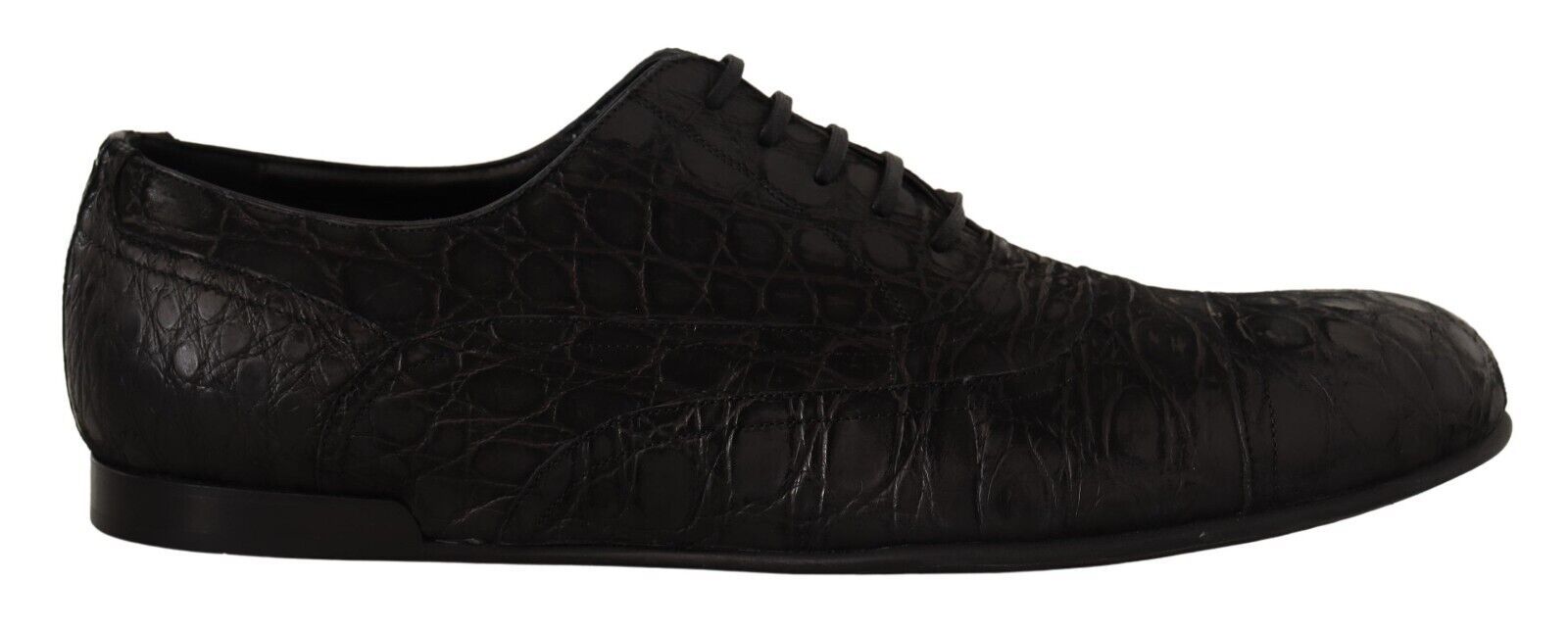 Black Caiman Leather Mens Oxford Shoes - ventzia