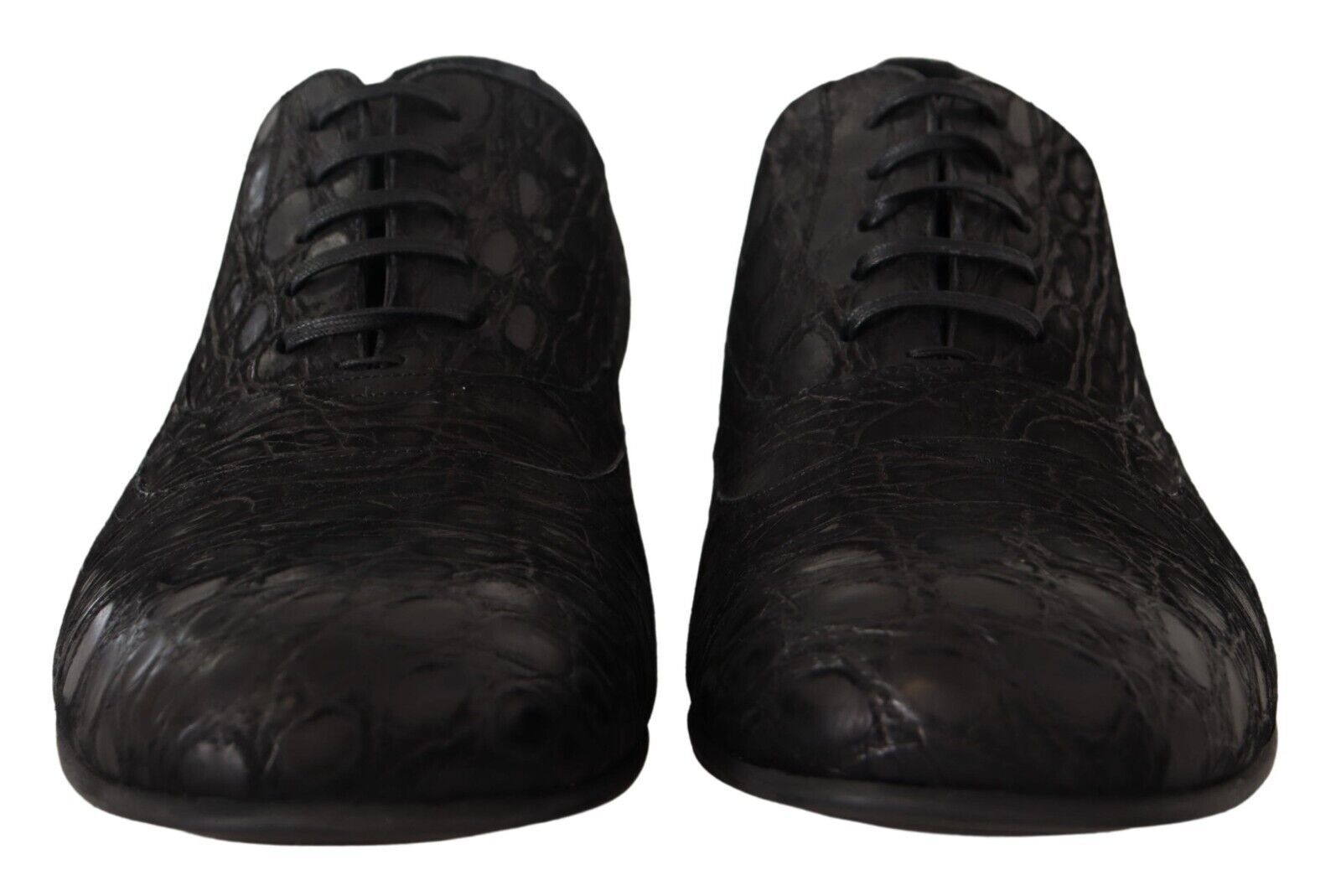 Black Caiman Leather Mens Oxford Shoes - ventzia