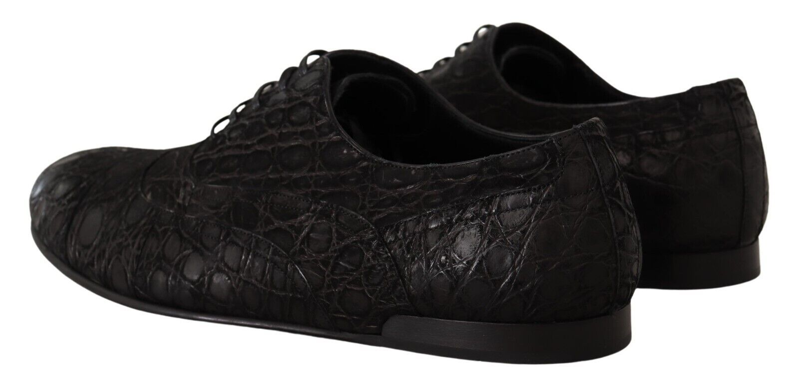 Black Caiman Leather Mens Oxford Shoes - ventzia