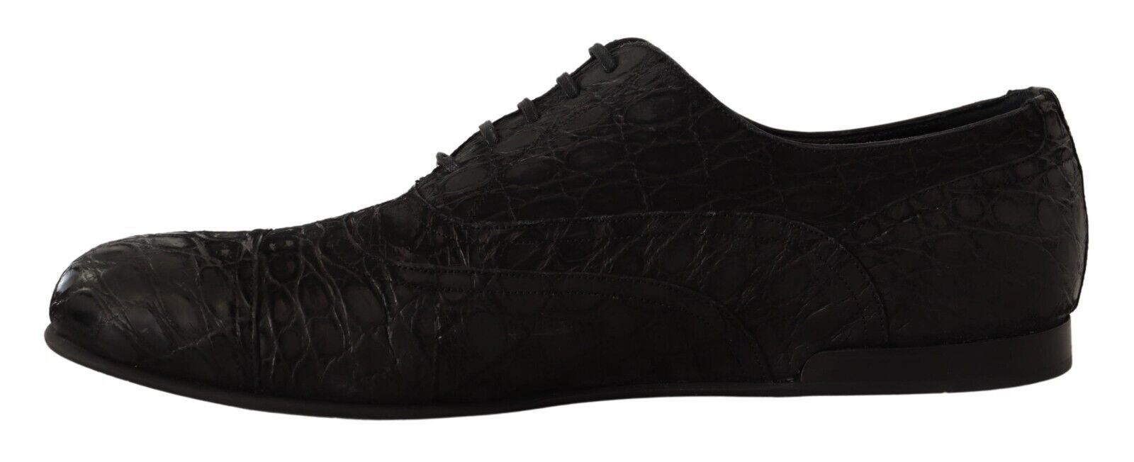 Black Caiman Leather Mens Oxford Shoes - ventzia