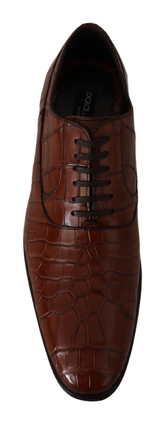 Brown Crocodile Leather Mens Formal Derby Shoes - ventzia