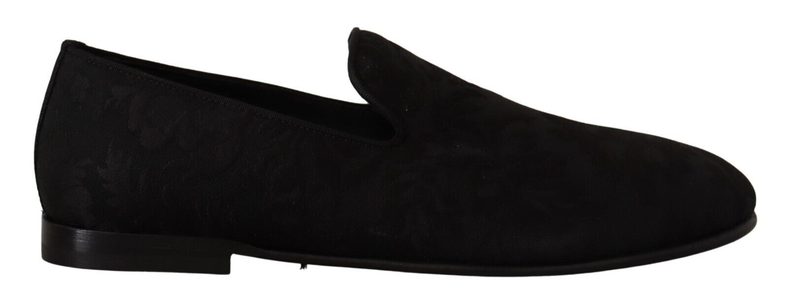 Black Jacquard Slippers Flats Loafers Shoes - ventzia