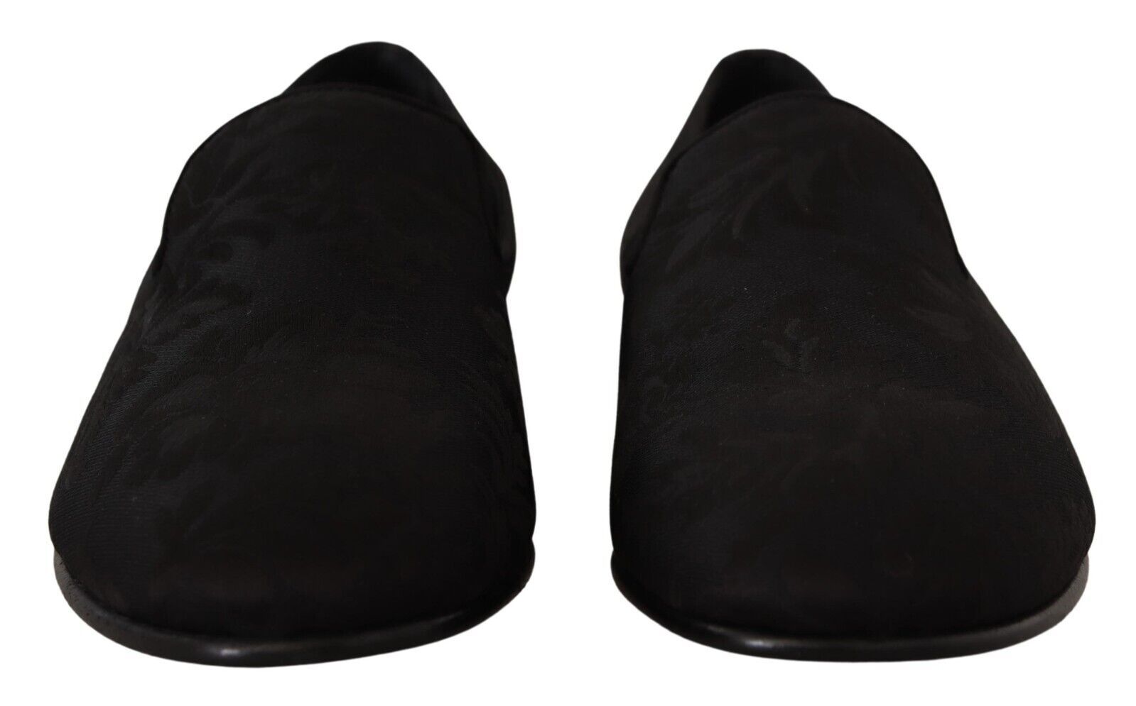Black Jacquard Slippers Flats Loafers Shoes - ventzia