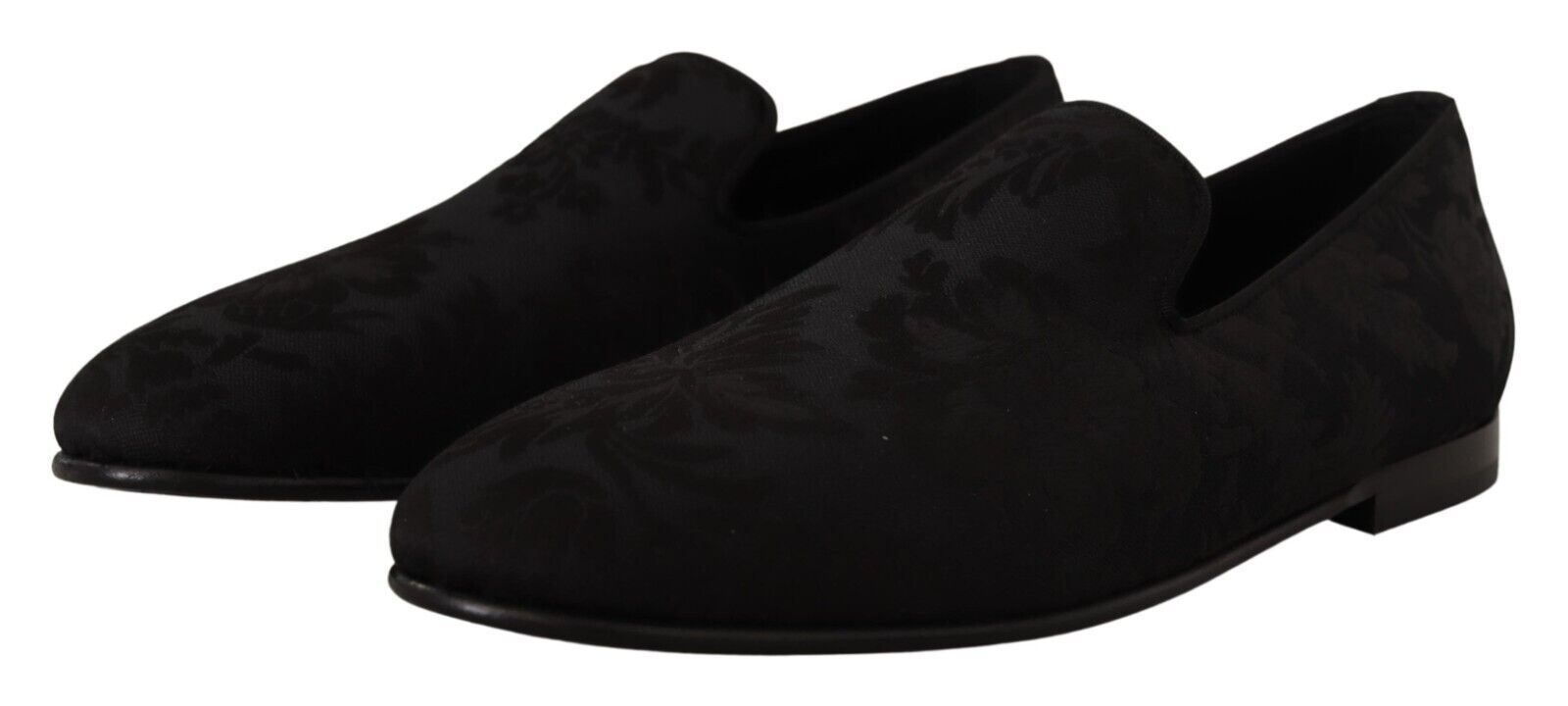Black Jacquard Slippers Flats Loafers Shoes - ventzia