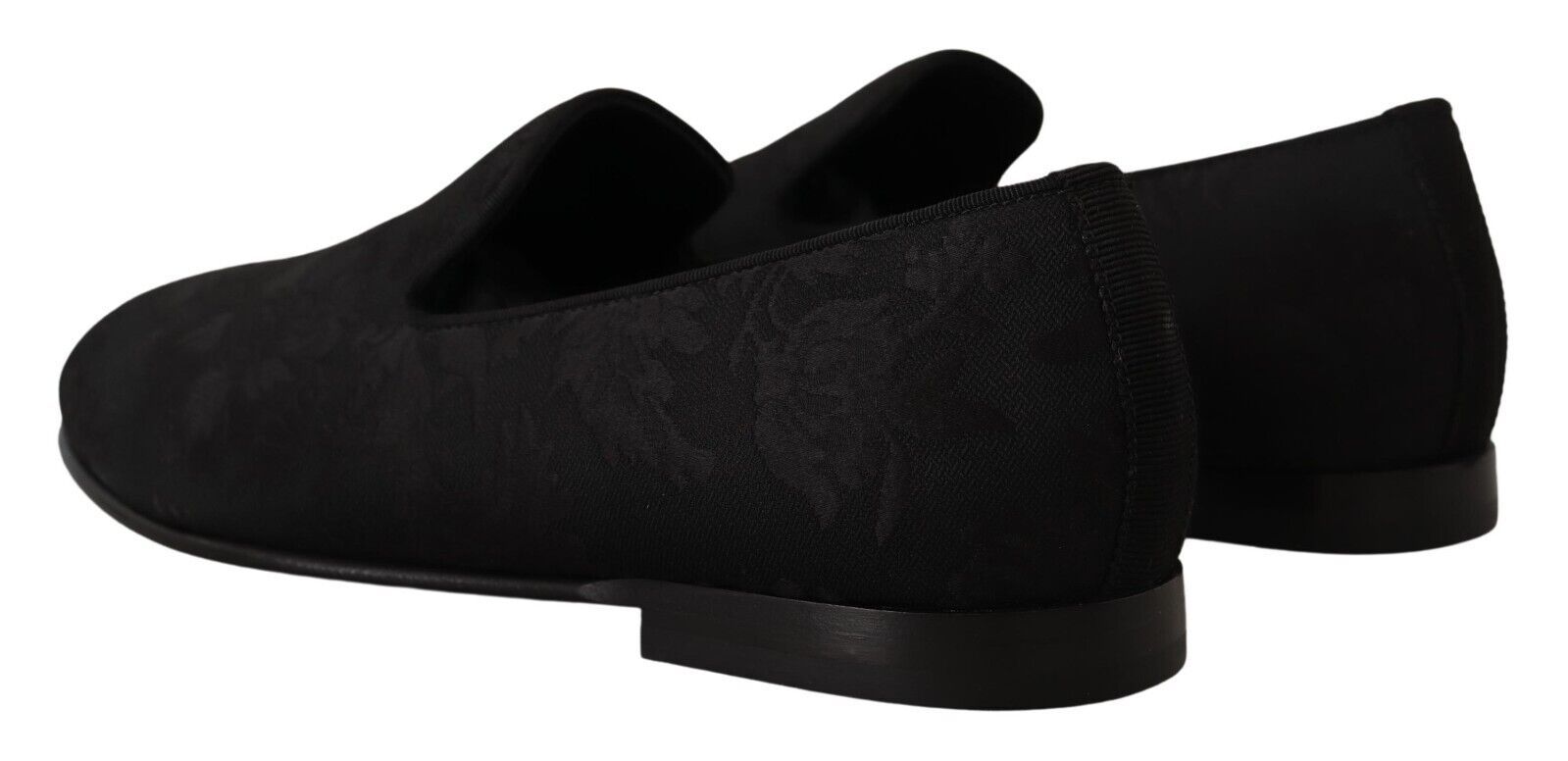 Black Jacquard Slippers Flats Loafers Shoes - ventzia