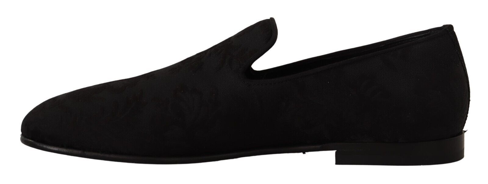 Black Jacquard Slippers Flats Loafers Shoes - ventzia