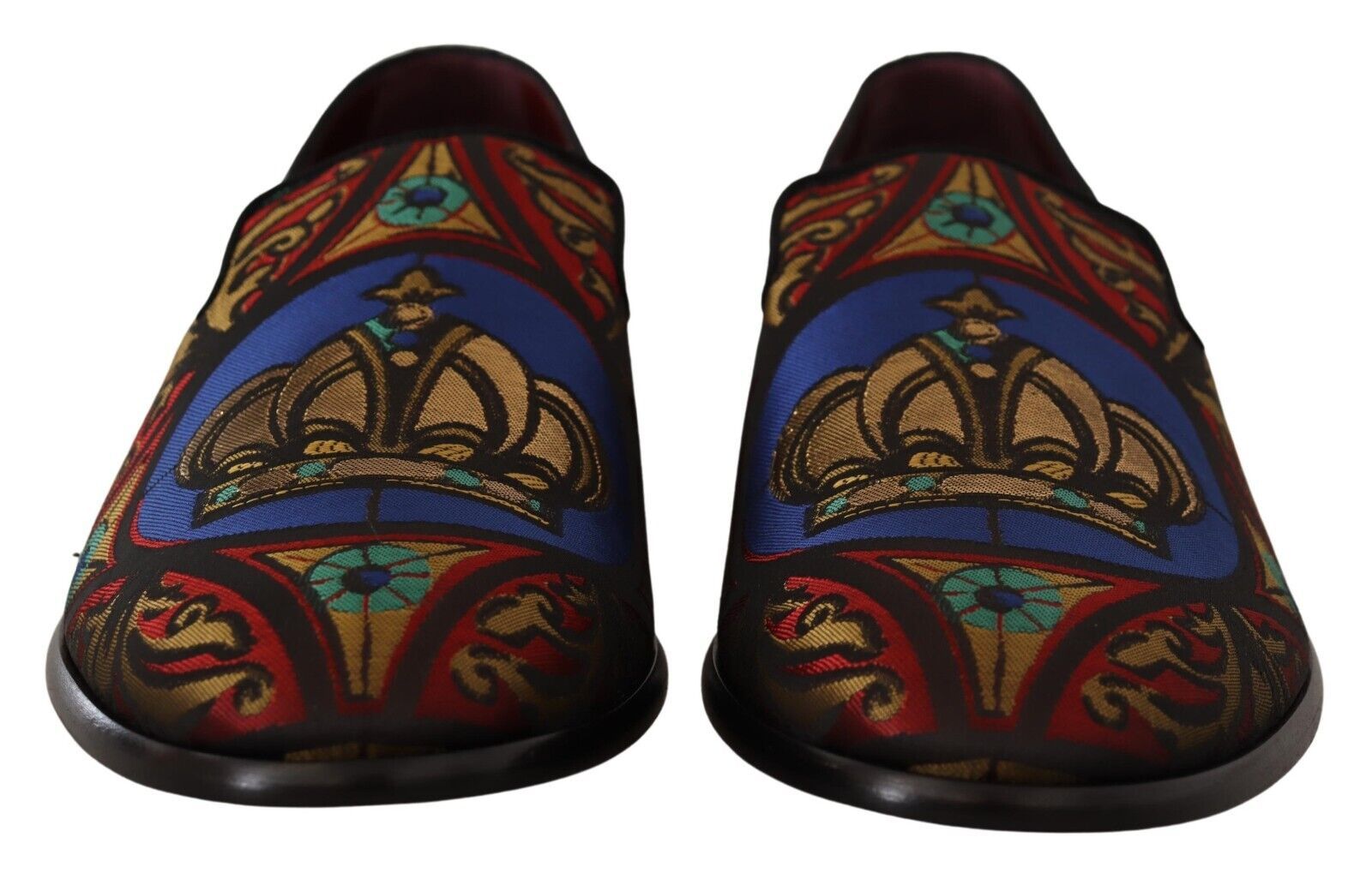 Multicolor Jacquard Crown Slippers Loafers Shoes - ventzia