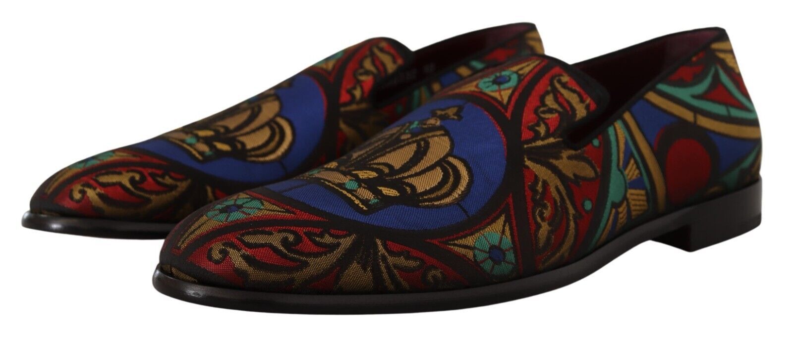 Multicolor Jacquard Crown Slippers Loafers Shoes - ventzia