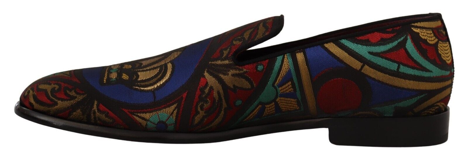 Multicolor Jacquard Crown Slippers Loafers Shoes - ventzia