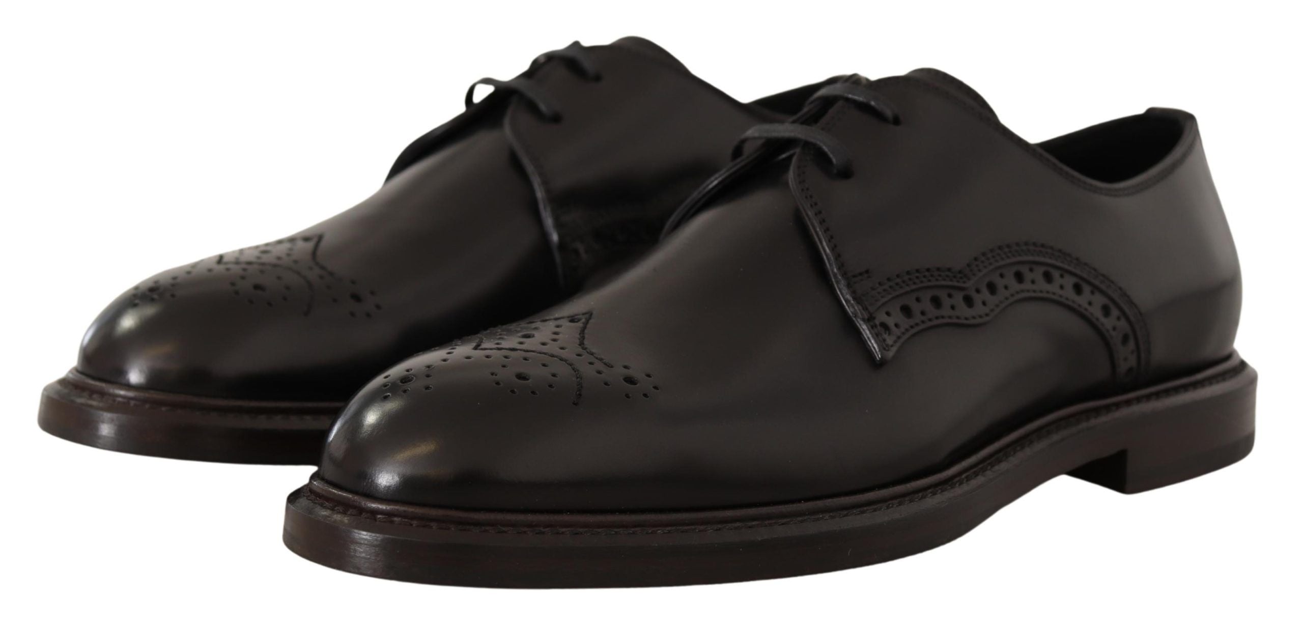 Black Leather Dress Formal Derby Shoes - ventzia