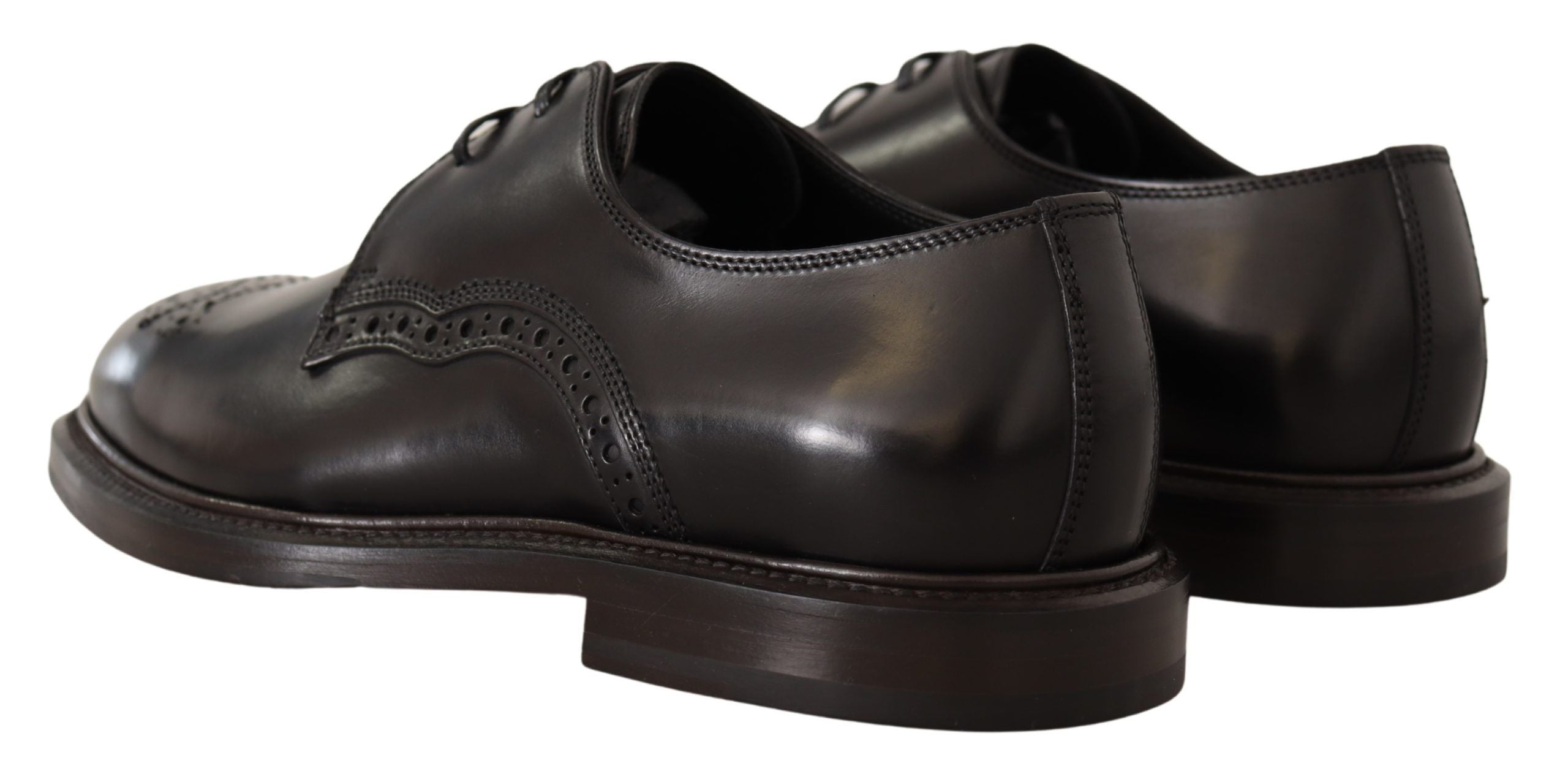 Black Leather Dress Formal Derby Shoes - ventzia