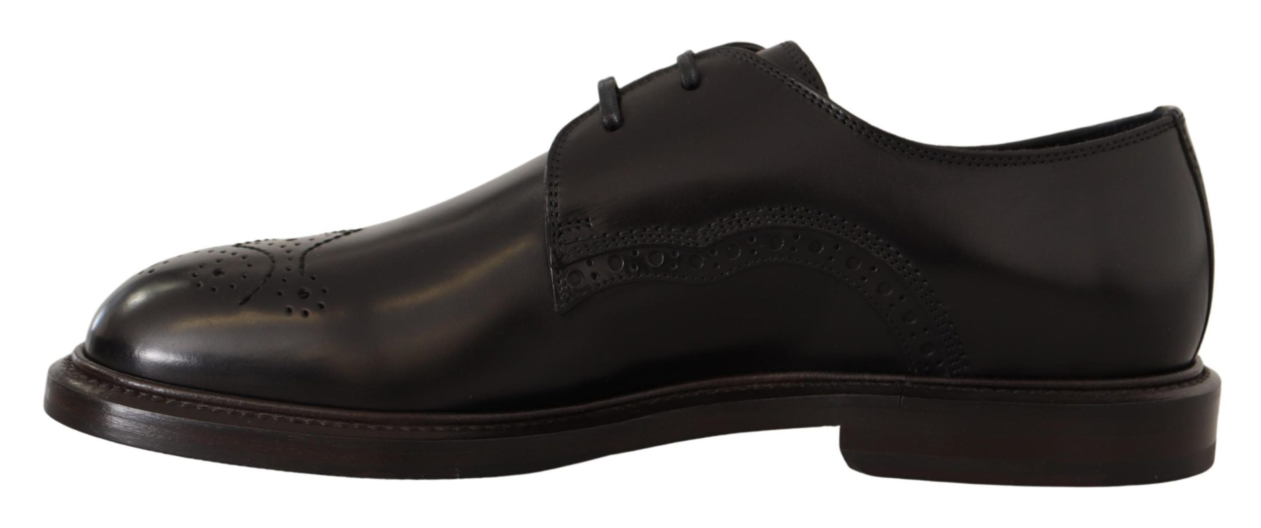 Black Leather Dress Formal Derby Shoes - ventzia