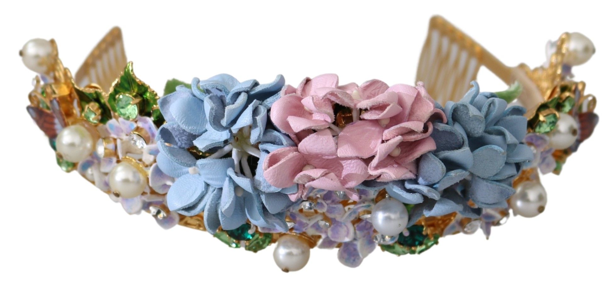 Gold Crystal Purple Hortensia Headband Crown Diadem - ventzia