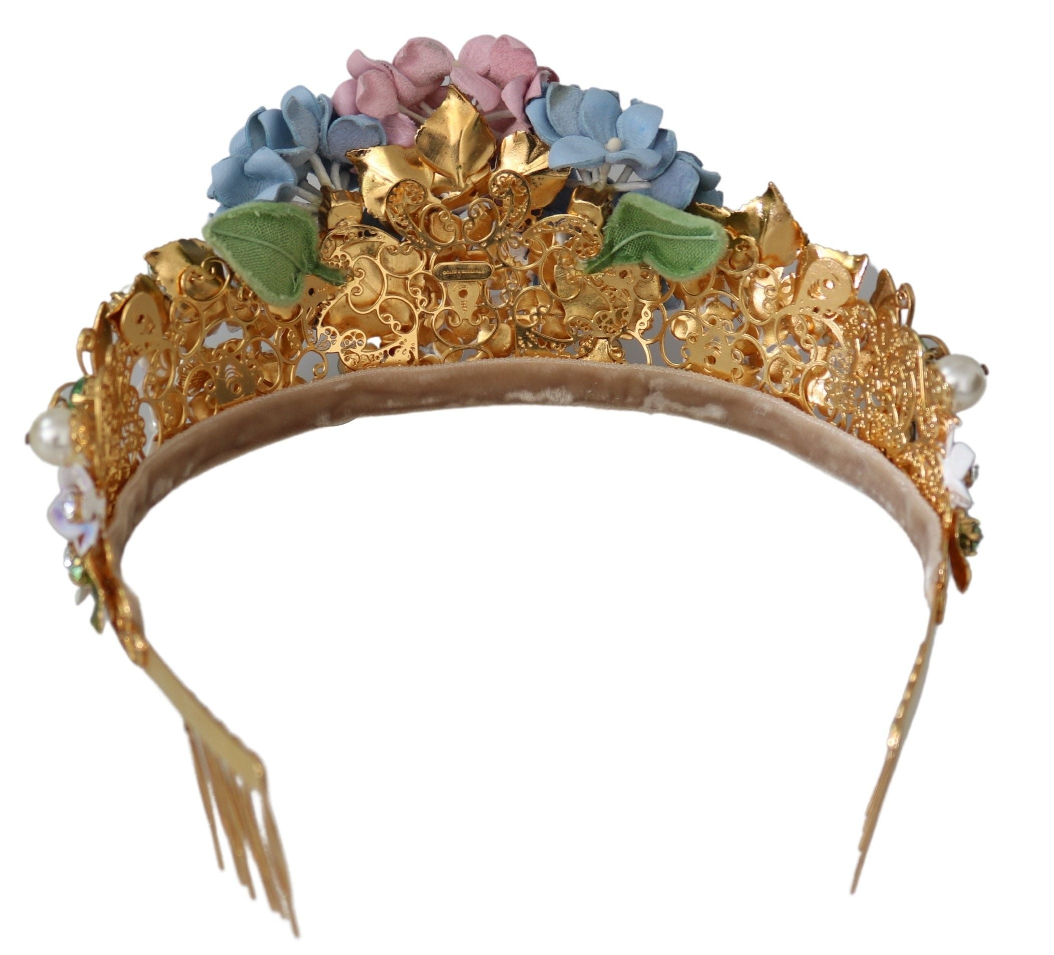 Gold Crystal Purple Hortensia Headband Crown Diadem - ventzia