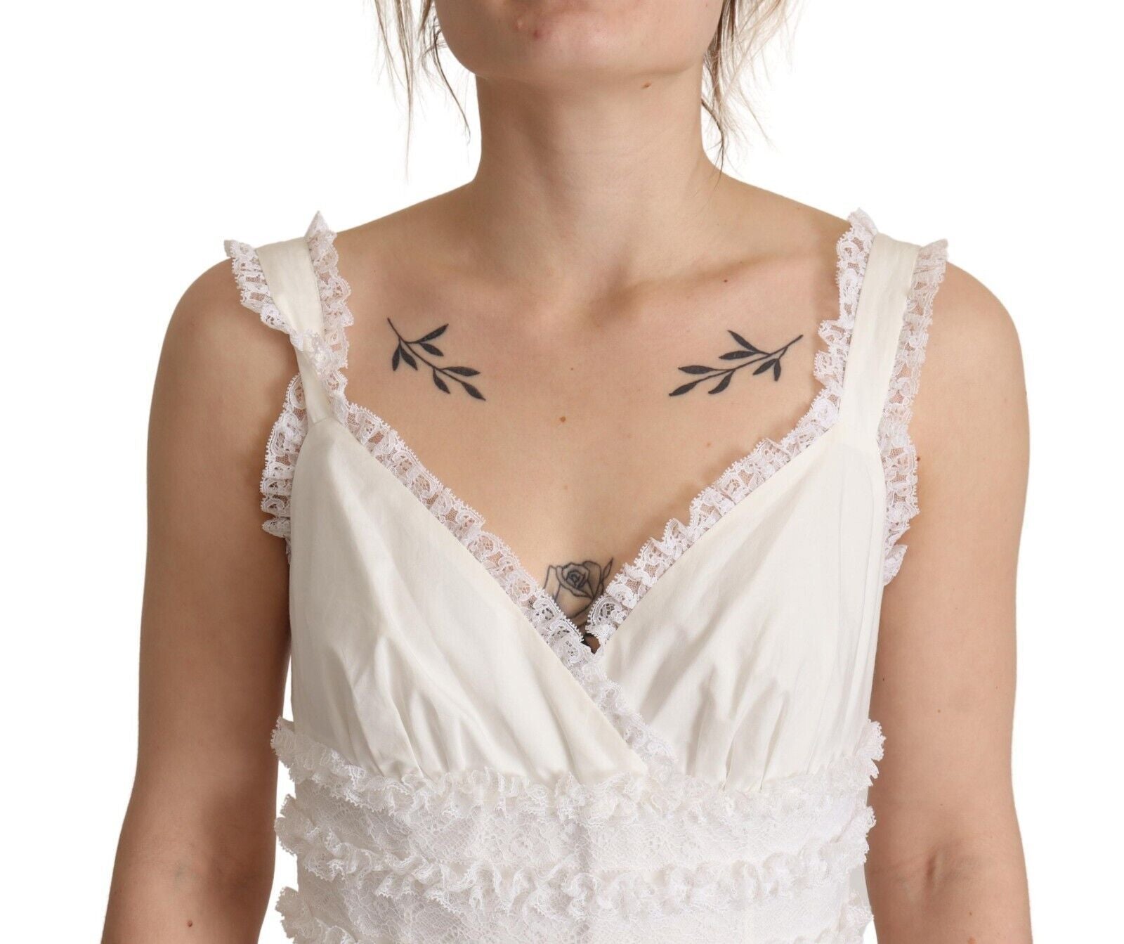 White Cotton Tiered Long Maxi A-line Dress - ventzia