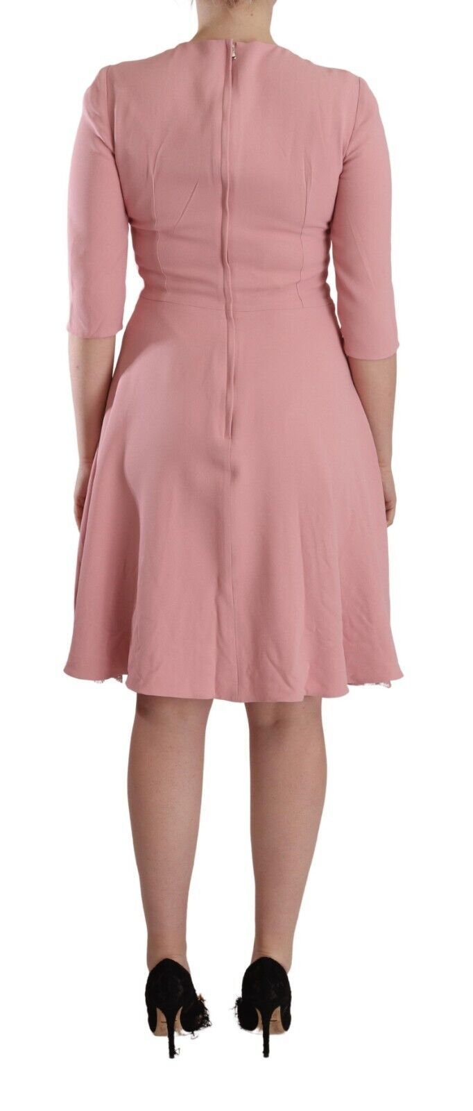 Pink 3/4 Sleeves Viscose Blend A-line Dress - ventzia