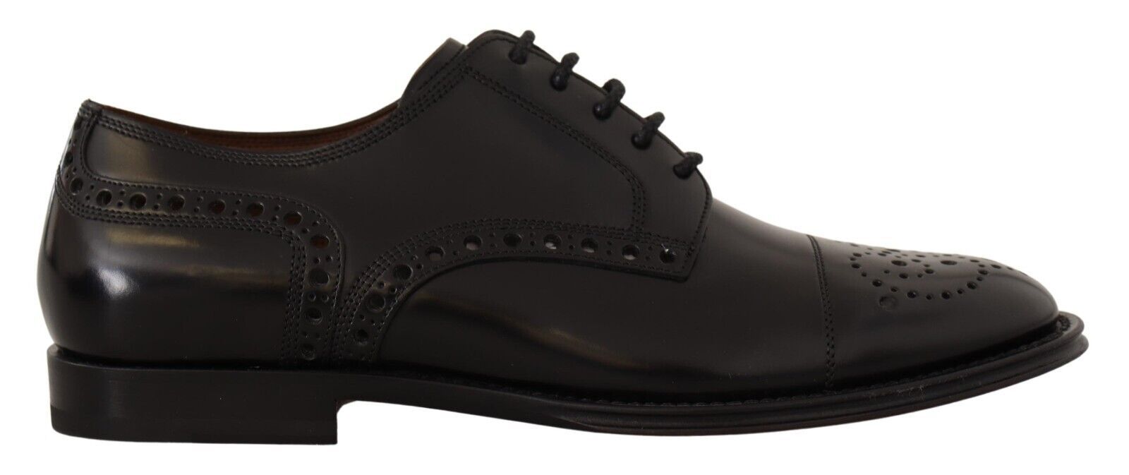 Black Leather Wingtip Mens Formal Derby Shoes - ventzia