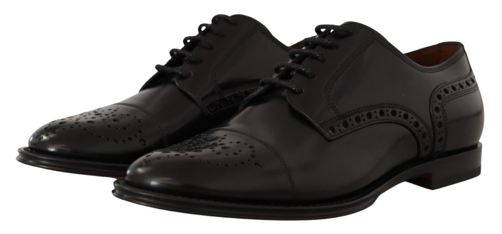 Black Leather Wingtip Mens Formal Derby Shoes - ventzia