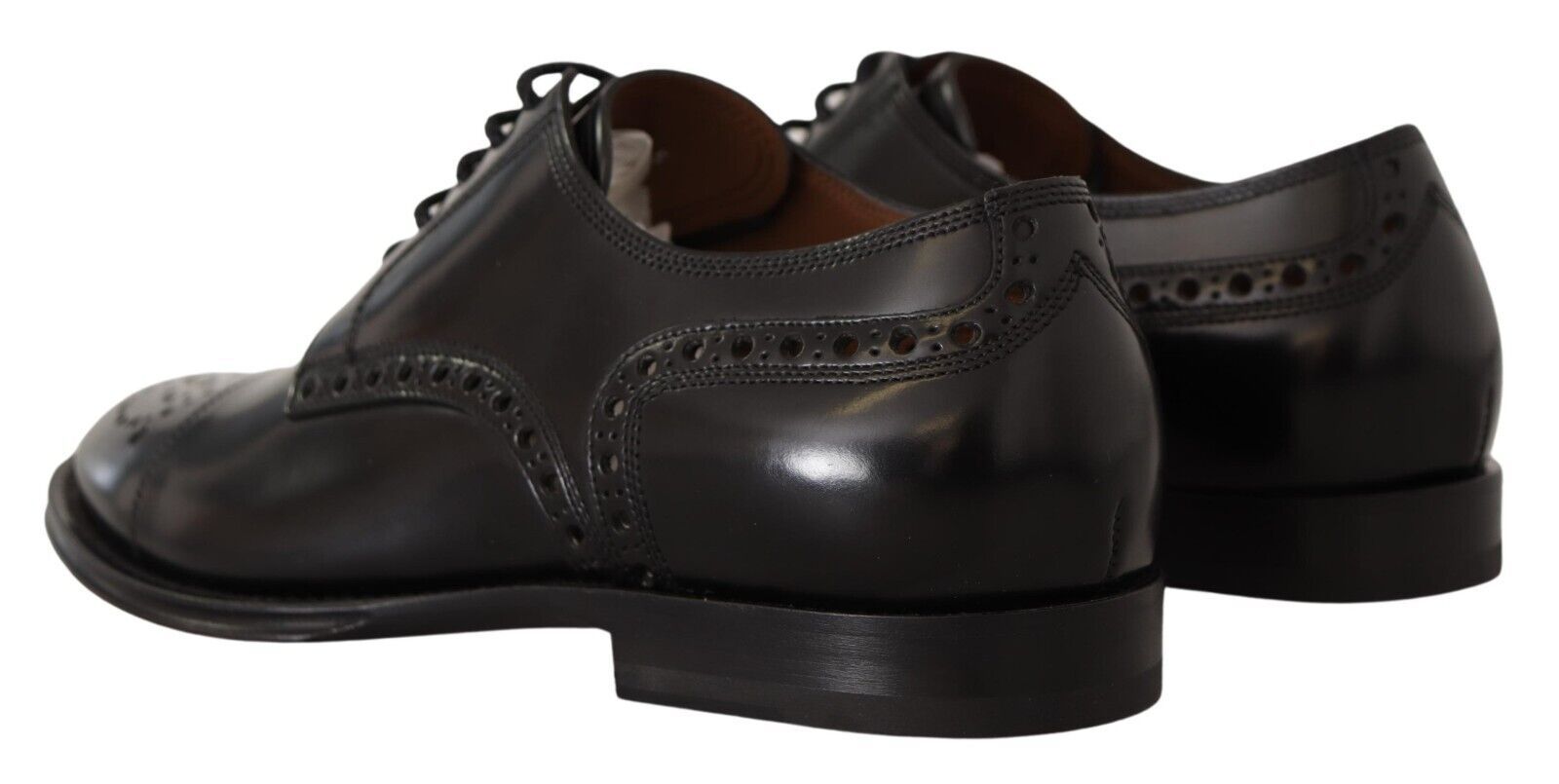 Black Leather Wingtip Mens Formal Derby Shoes - ventzia