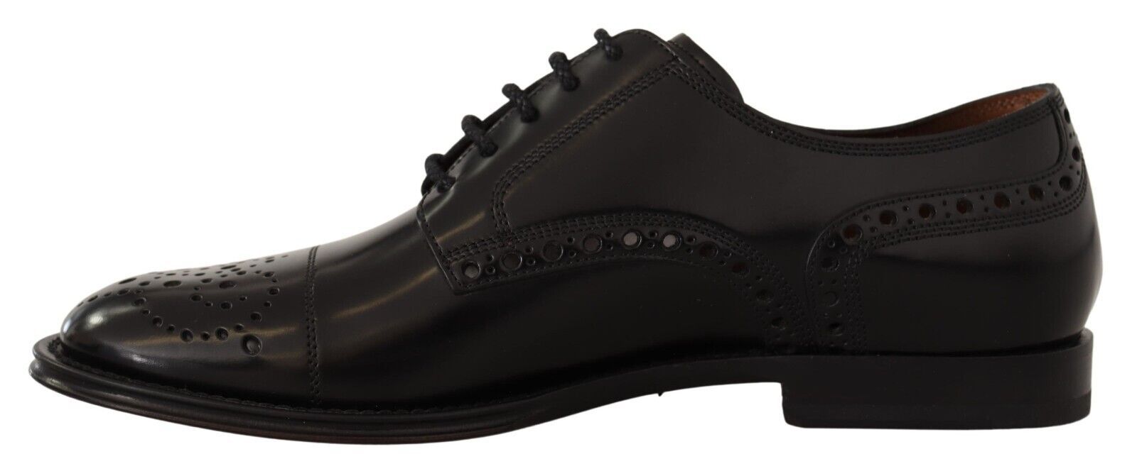 Black Leather Wingtip Mens Formal Derby Shoes - ventzia