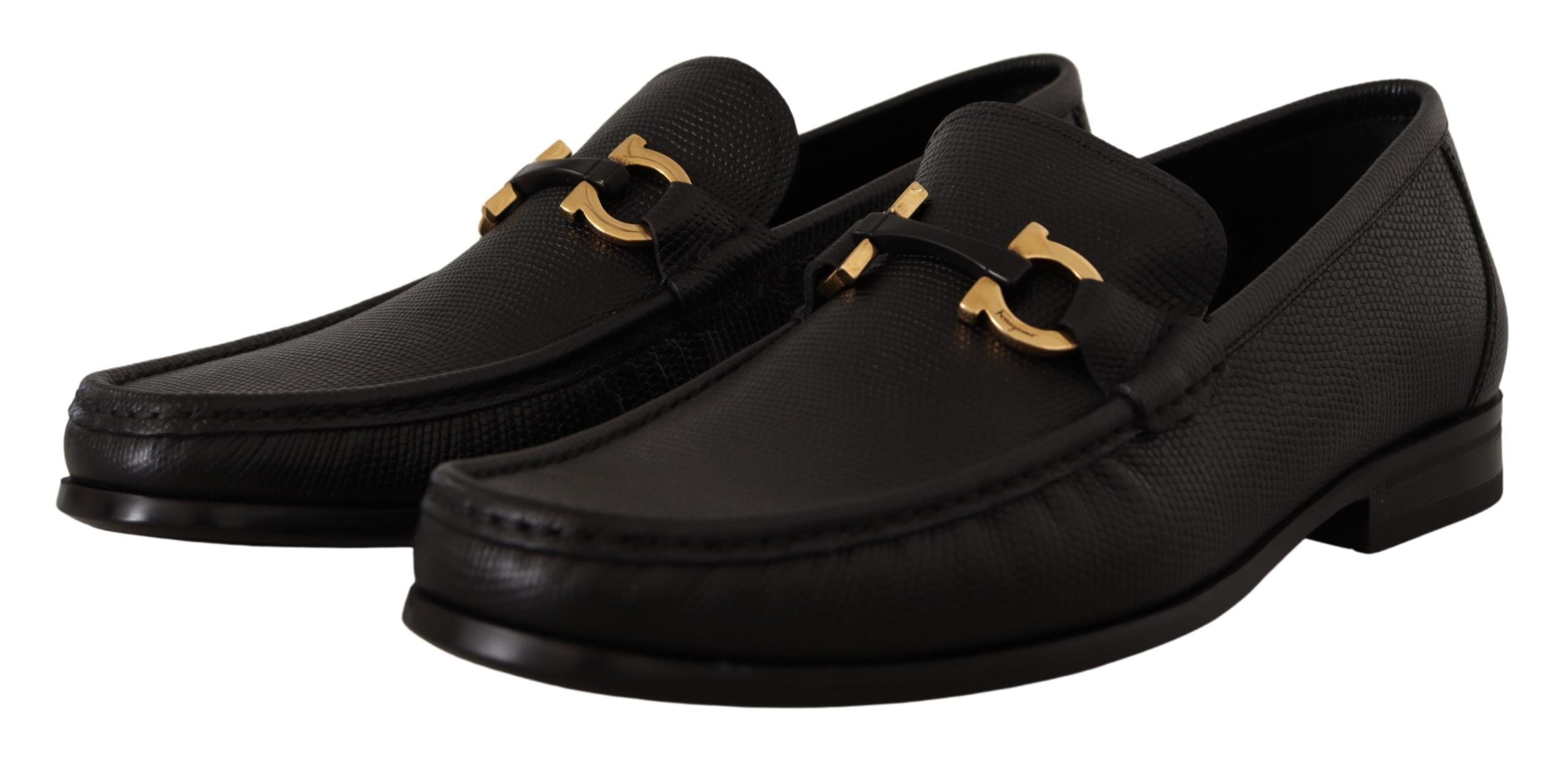 Elegant Black Calf Leather Loafers - ventzia