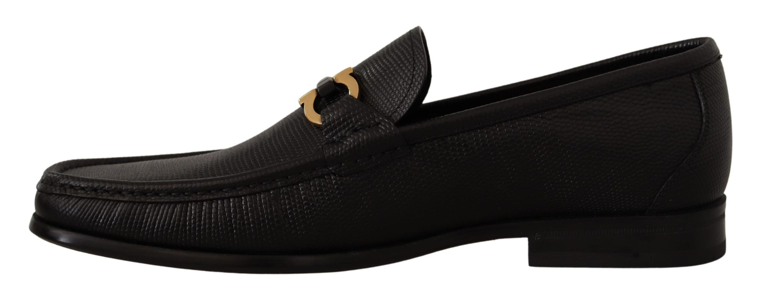 Elegant Black Calf Leather Loafers - ventzia