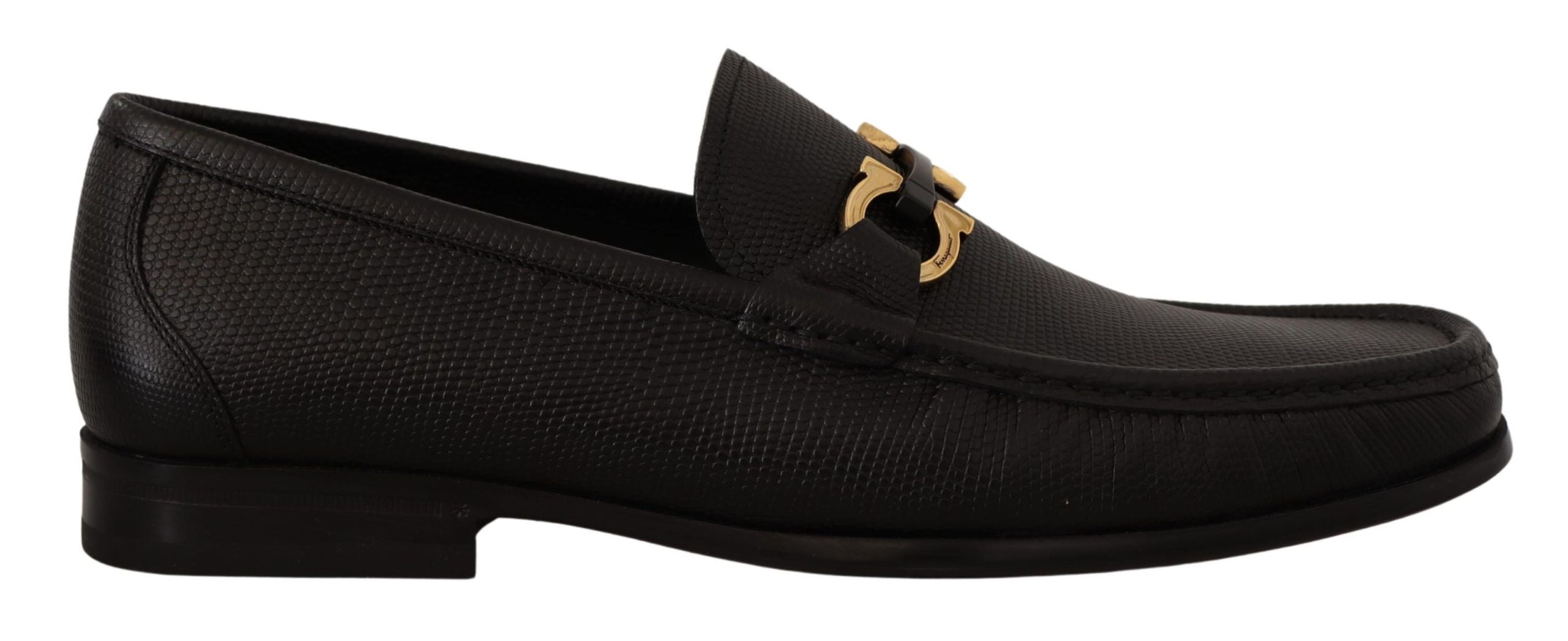 Elegant Black Calf Leather Loafers - ventzia