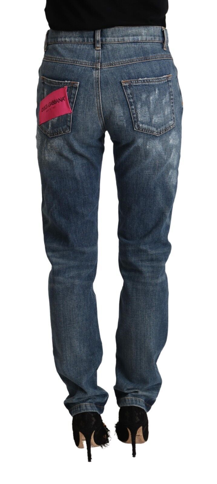 Blue Distressed Denim BOYFRIEND Skinny Jeans - ventzia