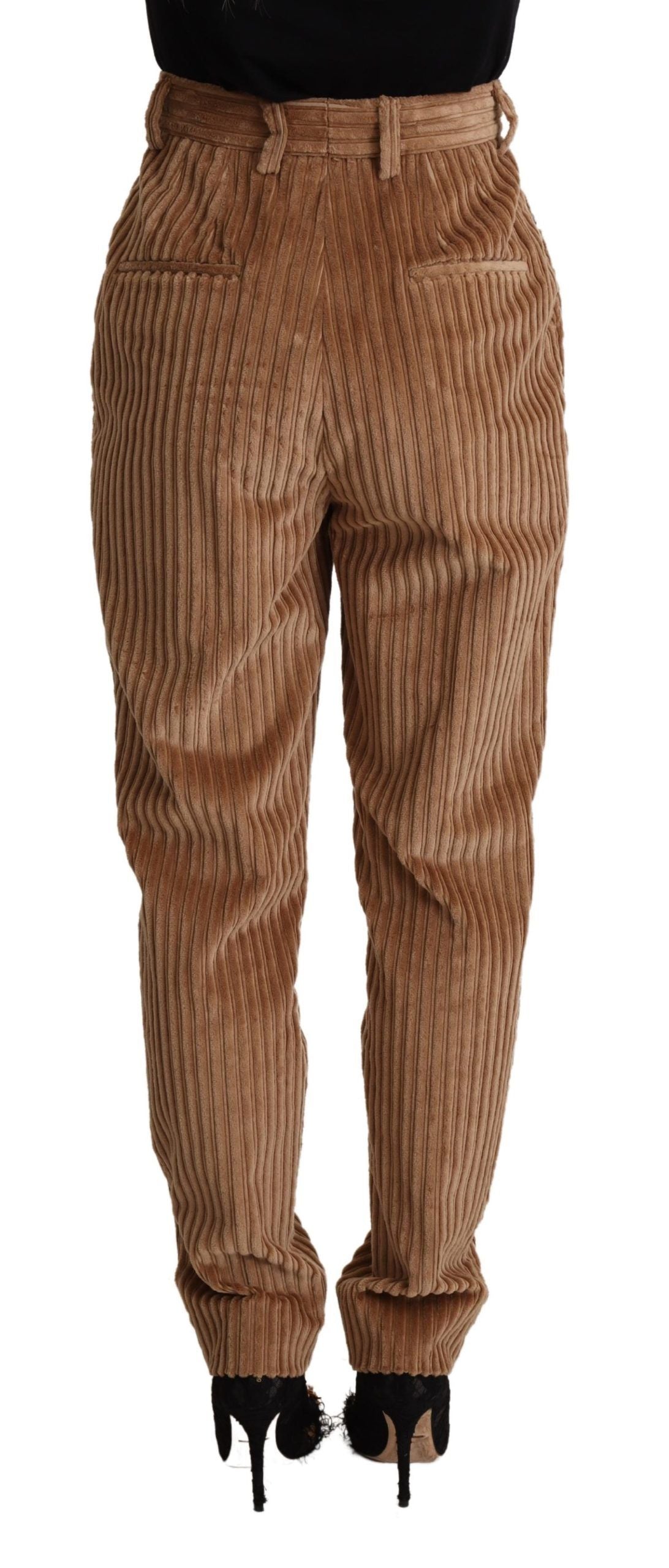Brown Corduroy Cotton Trouser Tapered Pants - ventzia