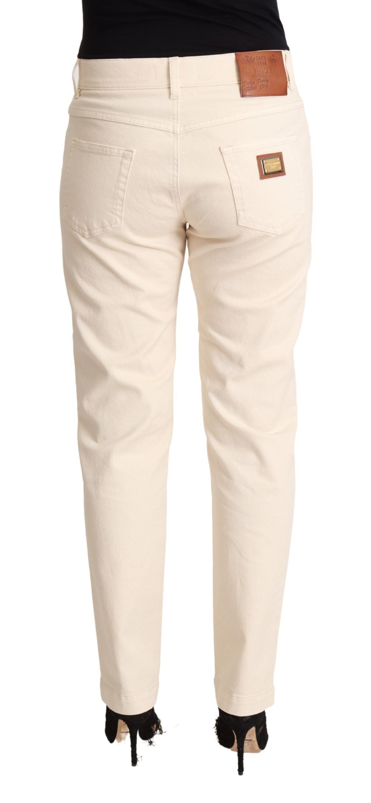 White Cotton Skinny Denim Women Jeans Pants - ventzia