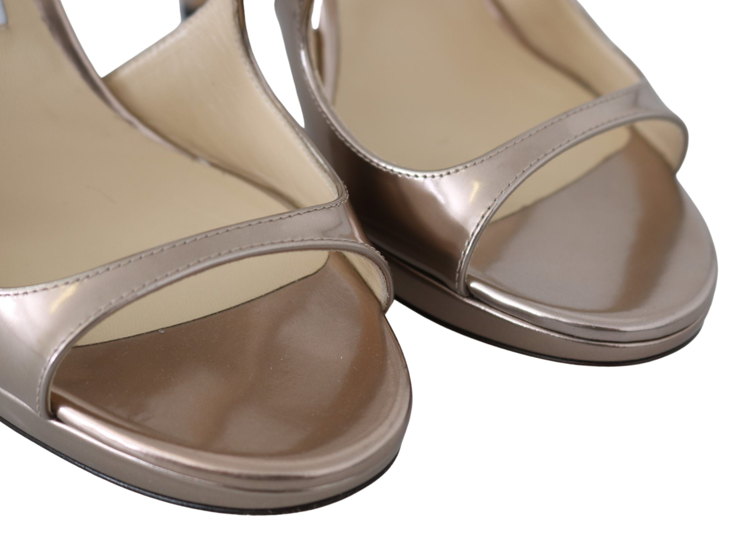Ballet Pink Liquid Mirror Leather Sandals - ventzia